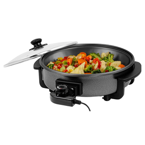 High Quality CE 1500 Watts Electric Pizza <b>Pan</b> Thermostat with Tempered Glass Lid - Product Image 1