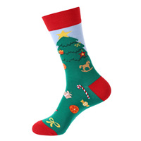 Chaussettes de Noël en coton respirant à séchage rapide pour hommes et femmes, style automne, motif dessin animé drôle, Père Noël, bonhomme de neige, renne