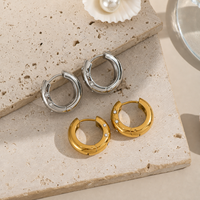 Серьги-кольца из нержавеющей стали 316L с позолотой 18K, классические, универсальные, с инкрустацией цирконами, геометрический дизайн, для женщин