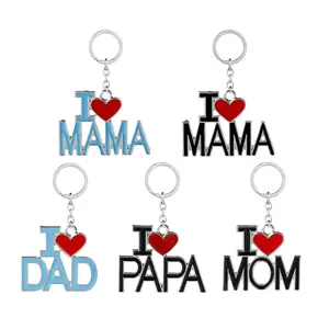 Amerpromo metal enamel keychain mom dad gifts from children i love mom i love dad pendent for mother's day thanksgiving holdiay