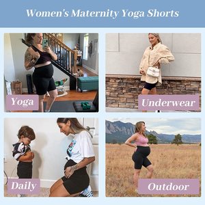 Shorts de maternité avec poches, style biker, pour la <span class=keywords><strong>grossesse</strong></span>, le yoga, l'entraînement actif, leggings extensibles pour femmes enceintes, shorts pour femmes - Product Image 5