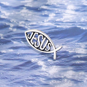Diseño personalizado plata Metal Jesús broche dibujos animados pez en forma de esmalte Pin solapa insignia <span class=keywords><strong>precio</strong></span> al por mayor sin mínimo - Product Image 1