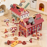 Ensemble d'outils en bois pour pompier, jouet STEM, kit de construction pour jeu d'imitation, cadeau éducatif Montessori pour l'apprentissage de l'ingénierie pour enfants