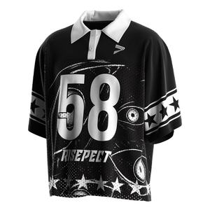 เสื้อโปโลปักลายวินเทจ สปอร์ต ระบายอากาศดี คอปก แขนสั้น สไตล์อเมริกันเรโทร สำหรับผู้ชาย - Product Image 1