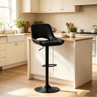 Chaise de bar noire minimaliste moderne, réglable en hauteur, pivotante, pour comptoir de cuisine et mobilier de bistrot