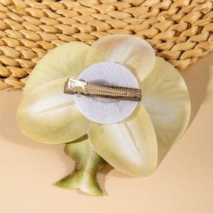 Pinza para el pelo <span class=keywords><strong>de</strong></span> orquídea mariposa estilo europeo-americano, hecha a mano <span class=keywords><strong>con</strong></span> tela, para niñas, ideal para verano y vacaciones en Hawái. - Product Image 4