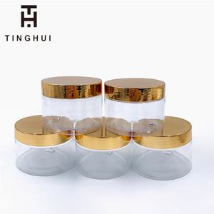 Pot en plastique transparent à large ouverture personnalisé de 4 oz et 8 oz avec couvercles à vis dorés, pot en PET pour crème cosmétique - Product Image 5