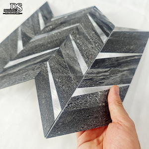 Marbre noir Texture chevrons mosaïque carrelage métal peler et coller mur cuisine carrelage bricolage aluminium auto-adhésif mosaïque - Product Image 3