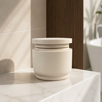 Pot en plastique rond blanc crème vide et rechargeable de 250 g, pot de crème cosmétique de luxe avec couvercle plat pour beurre corporel et gommage corporel