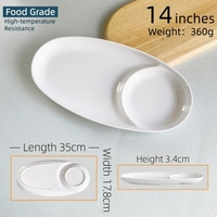 Assiettes à dîner divisées en mélamine de 14 pouces, deux compartiments, style moderne minimaliste, assiettes pour cantine d'étudiants, assiettes pour restauration rapide