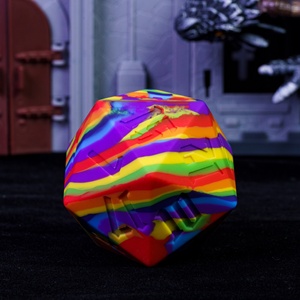 Dés à 20 faces en silicone Udixi personnalisés avec logo, pour jeux de rôle Dungeons and Dragons, en gel de silice D20, arc-en-ciel - Product Image 4