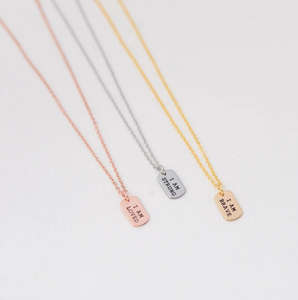 ターニッシュフリーI AMブレイブ十分に強い魅力的な引用ネックレスカスタム刻印犬タグ自己愛ネックレスゴールド - Product Image 2