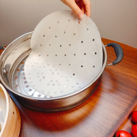 Papier de cuisson rond jetable pour la cuisson à la vapeur, tapis de cuisson à la vapeur en silicone double face antiadhésif, vente en gros d'usine, taille personnalisée