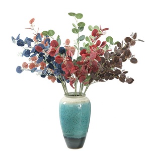 Flores artificiales de <span class=keywords><strong>eucalipto</strong></span>, rama de hojas artificiales de <span class=keywords><strong>eucalipto</strong></span>, tallos de hojas verdes y azules, venta al por mayor de fábrica de O-X0163 - Product Image 4