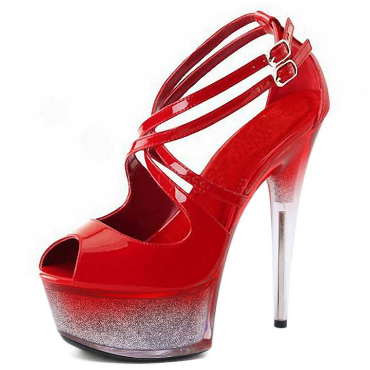 Queen Peep Toe 6Inch Women's Gothic Nightclub 15cm Platform Sandals Models Catwalk Bride Strip Pole Dance Party Show Dress Sexy