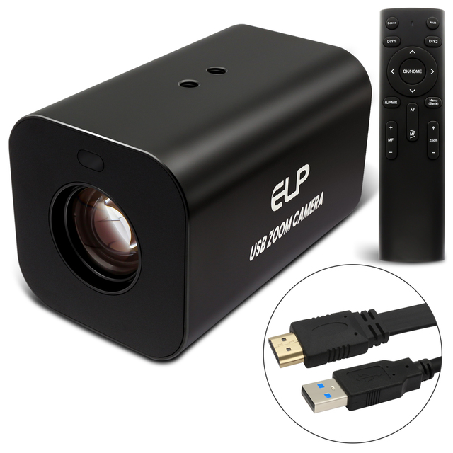 ELP 12X/21X Zoom Ultra HD 4K Webcam HDMI & USB Dual Output Free Driver Autofcosu USB Camera with 2.4G Wireless Remote