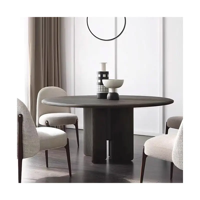 Modern Marble Round Dinning Table With 6 And 12 Chairs Oak Wood Leg Mobilia De Sala De Jantar Wooden 10 Seater Dining Room Set