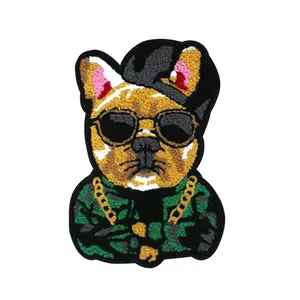 Chien surjeteuse personnalisé bord chenille brodé fer sur patchs Logo tigre Patch broderie Broder patchs chenill