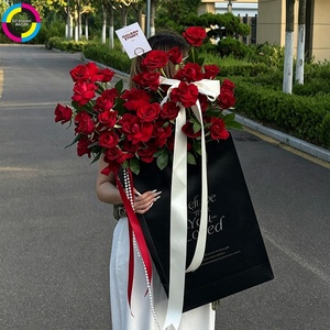 Sac en papier de luxe extra large pour fleuriste, avec logo personnalisé, sac fourre-tout cadeau pour arrangements floraux surdimensionnés - Product Image 2