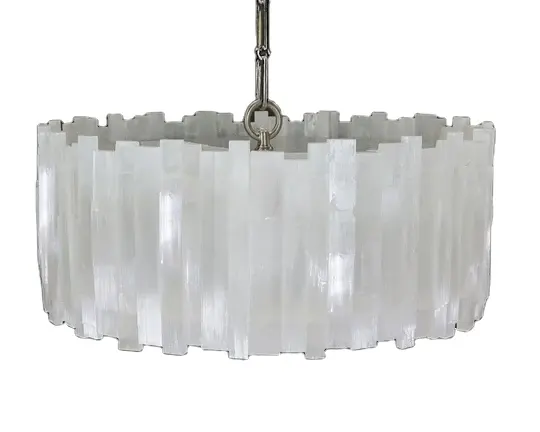 Luxury SELENITE Circle Chandelier Natural Stone Pendant Light marble Alabaster chandelier