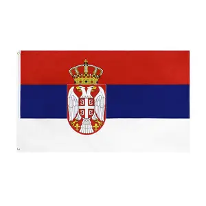 Bendera Serbia poliester ukuran 3X5 kaki populer untuk semua negara dengan cetak Logo kustom