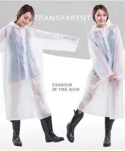 Jas Hujan Transparan Wanita Pria Portabel Luar Ruangan Jas Hujan Perjalanan Tahan Air Pakai Berkemah Ponco Bertudung Penutup Hujan Plastik