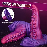 Vibromasseur Dildo Monstre en Silicone à Tentacules Fantaisie avec 10 Modes pour Stimulation du Point G, Vaginale et Anale, avec Ventouse