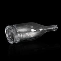 Embouteilleur de verre rond transparent personnalisé pour Brandy Gin Rhum Vodka Tequila Whisky Liqueur Super Flint Design avec bouchon en liège