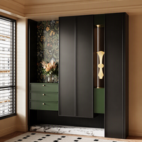 Meuble à chaussures modulaire moderne sur mesure pour salon avec unité de rangement intégrée, niche LED, système de placard en bois de qualité ENF