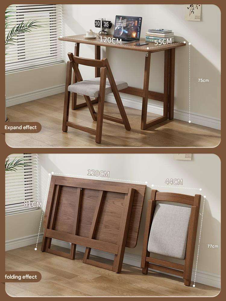 Table pliante 120cm+Chaise pliante-Couleur noyer