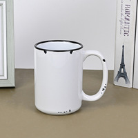 Tasse à café en céramique de bureau vintage de 15oz avec logo personnalisé tasse en porcelaine imitation émail avec poignée pour boire du thé