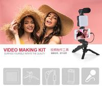 Mini trépied à selfie 2023 avec lumière d'appoint et microphone, support de téléphone portable, télécommande, trépied à selfie avec lumière