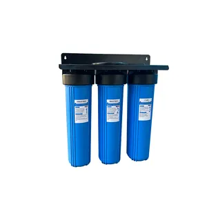 Purificador de filtro de agua de carbono PP UDF CTO de 10 pulgadas con carcasa azul de tres etapas para toda la casa