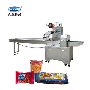 Automatische High Speed Cake Cookies Wafer Flow Horizontale Verpakkingsmachine Kussenwikkelmachine