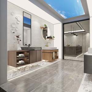 Muebles de Baño Modernos de Pared con Espejo y Lavabo, Color Gris, de Fábrica en Foshan - Product Image 6