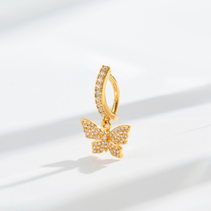 2023 नई स्टेनलेस स्टील तितली डिजाइन 1.6x10mm रिवर्स क्लिकर पेट/नाभि रिंग cz आकर्षण खतरनाक शरीर भेदी - Product Image 5