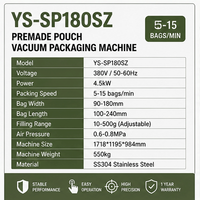 Vacumeermachine voor voorgevormde zakken, 5-15 zakken/min, verpakkingsapparatuur voor voedselproductielijn