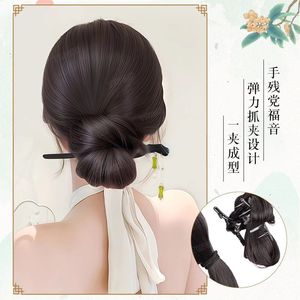 Perruque chignon basse avec clip pour femme, style ancien Hanfu, perruque chignon fleuri, chignon lâche, perruque de style chinois, sac FT014 - Product Image 3