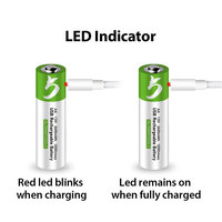 Smartoools Smartoools-AAA2 Baterai Lithium AAA Isi Ulang Energi Hijau 750mWh 1.5V Tipe Pengisian Daya Type-C dengan Pengosongan Daya Rendah 2 Buah