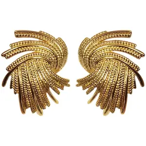 New Retro Light Luxury Metal Braided Earrings Unique Design Metallic Fashion Earrings Jewelry Women