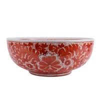 Jingdezhen bol en céramique antique peint à la main rouge et blanc motif floral et Dragon Pot de fleurs Pots de fleurs et jardinières