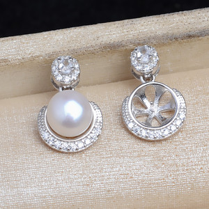 Ensemble de perles en argent S925, boucles d'oreilles personnalisées, pendentif, accessoires de bijoux DIY, plateau vide, composants semi-finis - Product Image 3