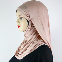 Voile musulman uni en jersey, châle instantané double face, foulard à enfiler grande taille à double boucle, vente en gros