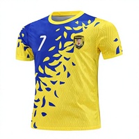 Jersey Sepak Bola Pria Custom 100% Poliester Bernapas Kerah O Lengan Pendek Seragam Sepak Bola Musim Panas Cetak Digital Cepat