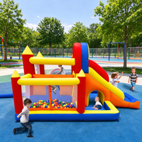 Château Gonflable Oxford pour Extérieur, Aire de Jeux Gonflable pour Enfants avec Toboggan et Piscine à Balles, Maison Gonflable pour Jardin et Maison