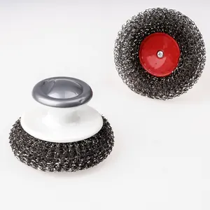 Atacado Artigos domésticos Aço inoxidável Round Scourer Cleaning Brush limpeza pot brush Cozinha