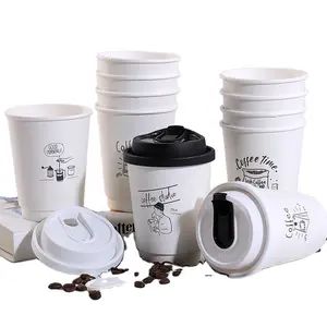 8oz 12oz 16oz 20oz 22oz gobelets en papier jetables pour café blanc gobelet en papier à double paroi personnalisé de qualité alimentaire pour boisson chaude