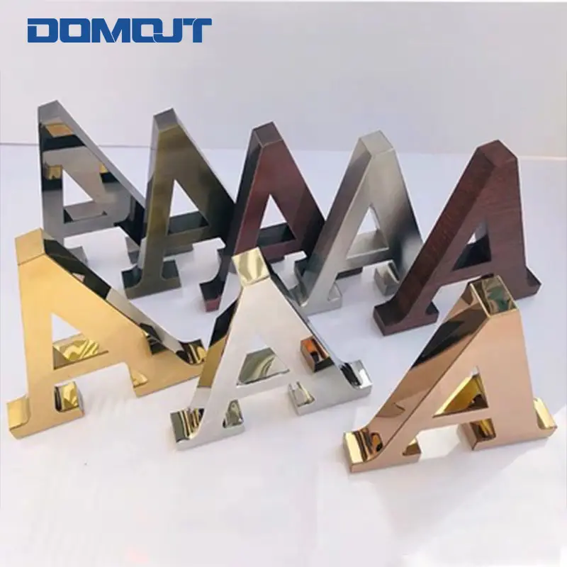 Benutzer definierte Metall Messing Buchstaben 3D Logo Edelstahl Beschilderung Messing Gold Edelstahl Metall Brief für die Wand