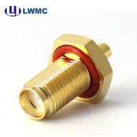 Connecteur RF LWMC SMA femelle à sertir pour câble Micro 1.13 1.30 Max, plaqué or, commande en gros, jusqu'à 6 GHz, à souder, avec broches