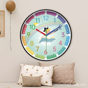 <span class=keywords><strong>Horloge</strong></span> <span class=keywords><strong>murale</strong></span> silencieuse de 16 pouces, grand format, <span class=keywords><strong>à</strong></span> mouvement <span class=keywords><strong>à</strong></span> quartz, sans perçage, pour l'apprentissage précoce des enfants, style dessin animé, pour salon - Product Image 3